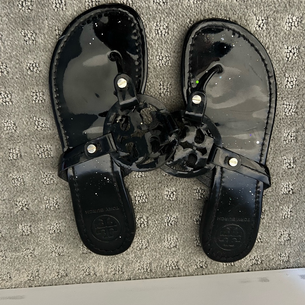 Black shiny sandals!